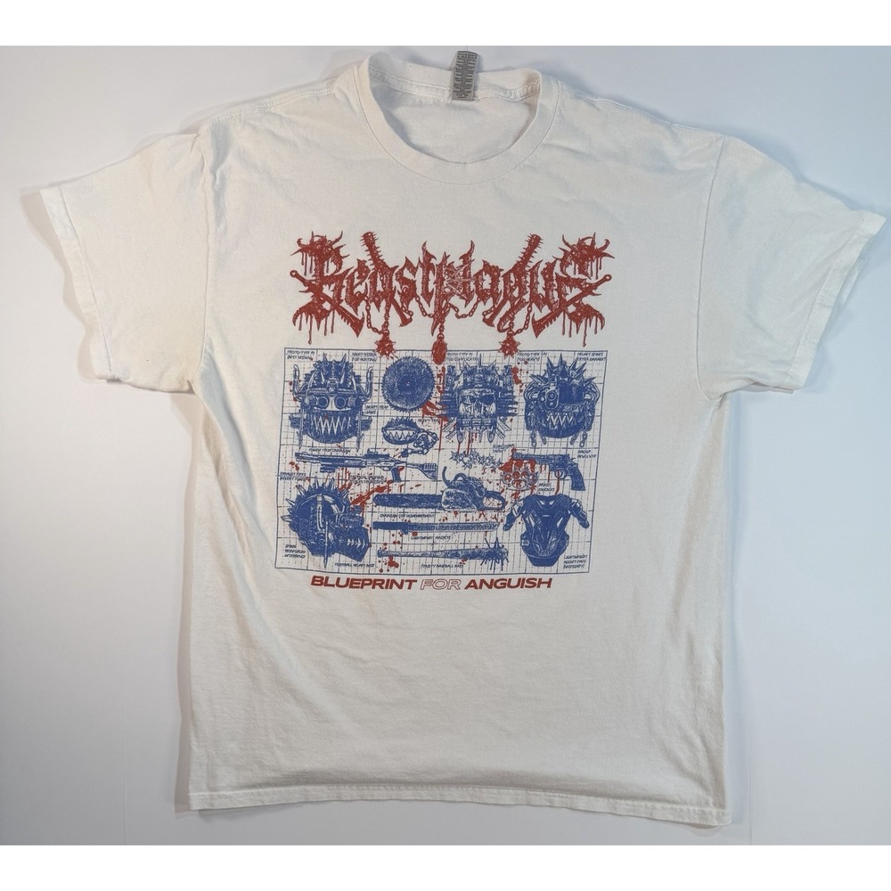 Beast Plague Blueprint For Anguish Metal Band Graphic T-Shirt XL White